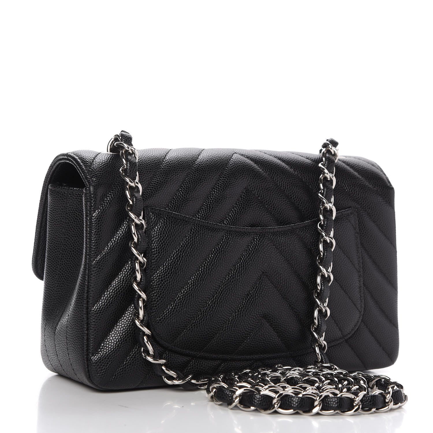Chanel Caviar Chevron Quilted Mini Rectangular Flap Black 3 of 10