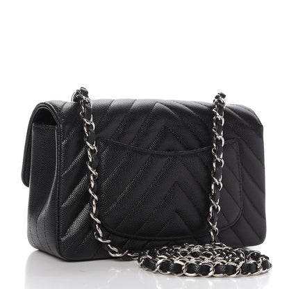 Chanel Caviar Chevron Quilted Mini Rectangular Flap Black 3 of 10