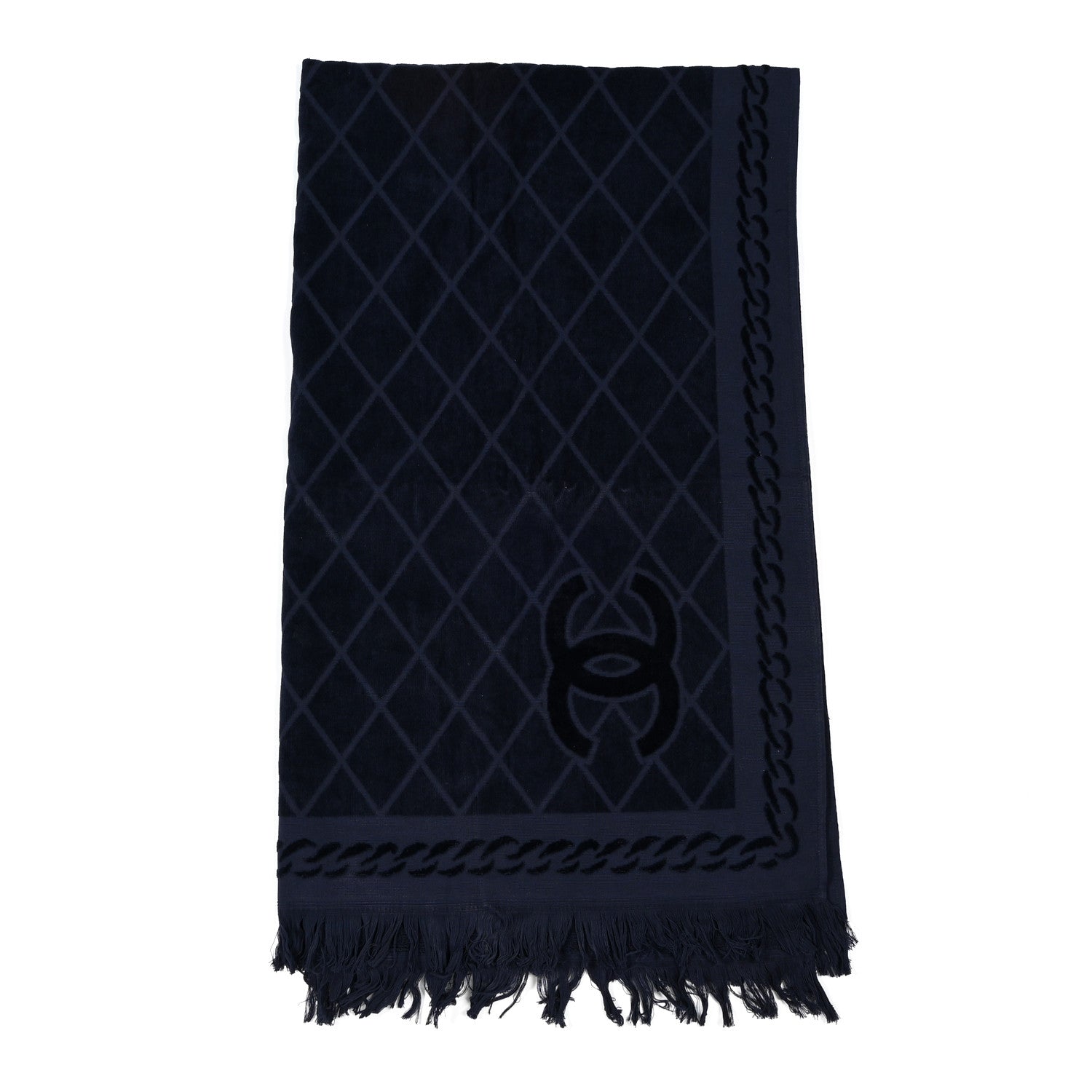 Chanel Terry Cotton CC Beach Towel Blue 1 of 6