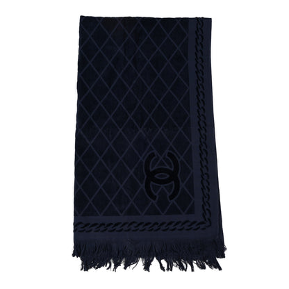 Chanel Terry Cotton CC Beach Towel Blue 1 of 6