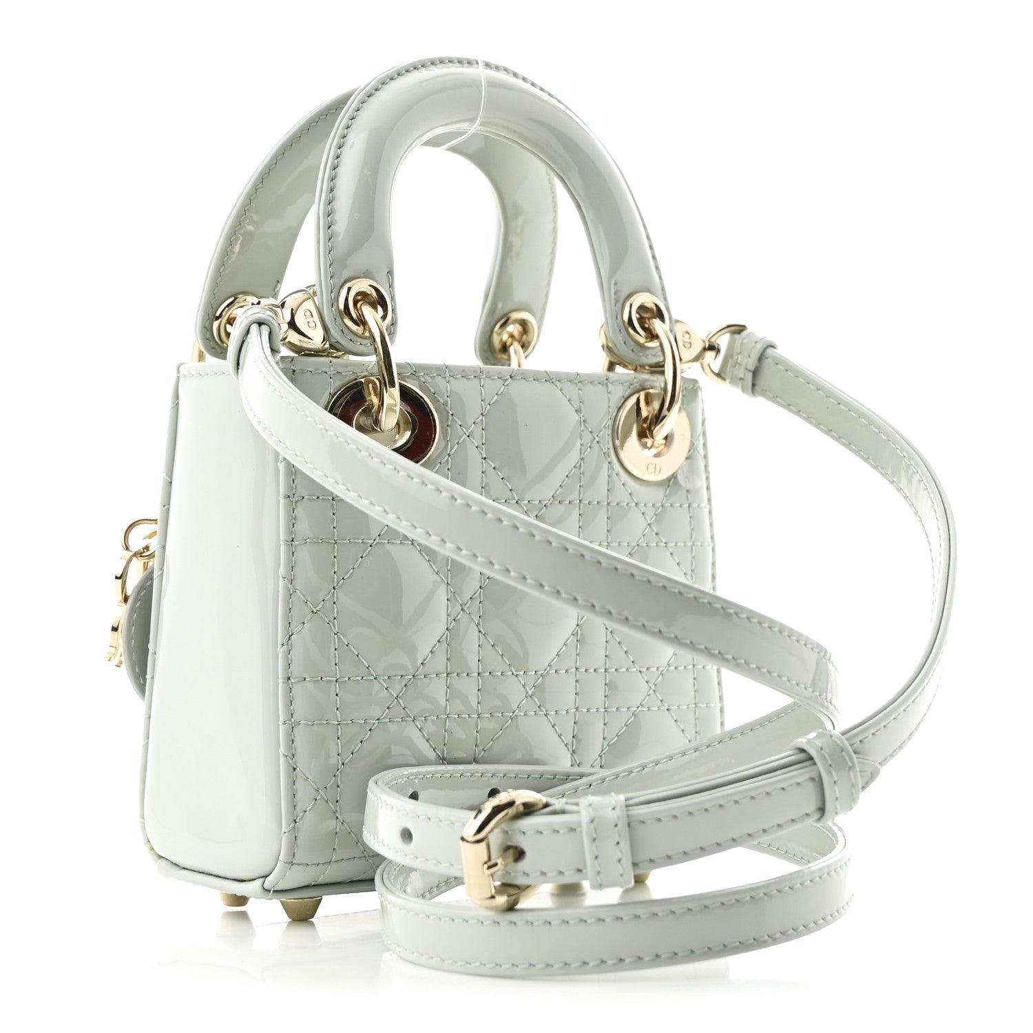 Christian Dior Patent Cannage Micro Lady Dior Light Blue 3 of 10