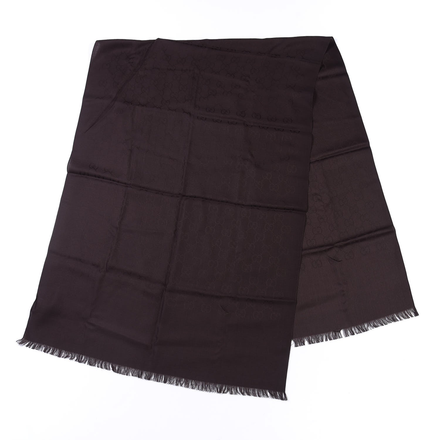 Gucci Wool Silk GG Monogram GGNat Plus Scarf Coffee 1 of 4