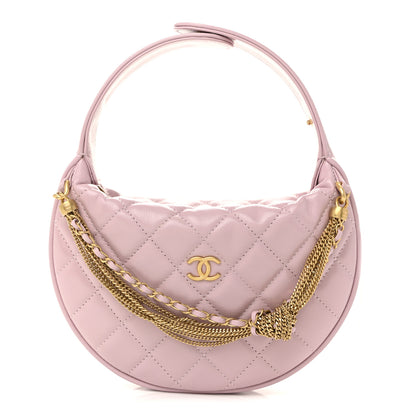 Chanel Shiny Crumpled Calfskin Quilted Precious Tie Hobo Pink 1 of 11