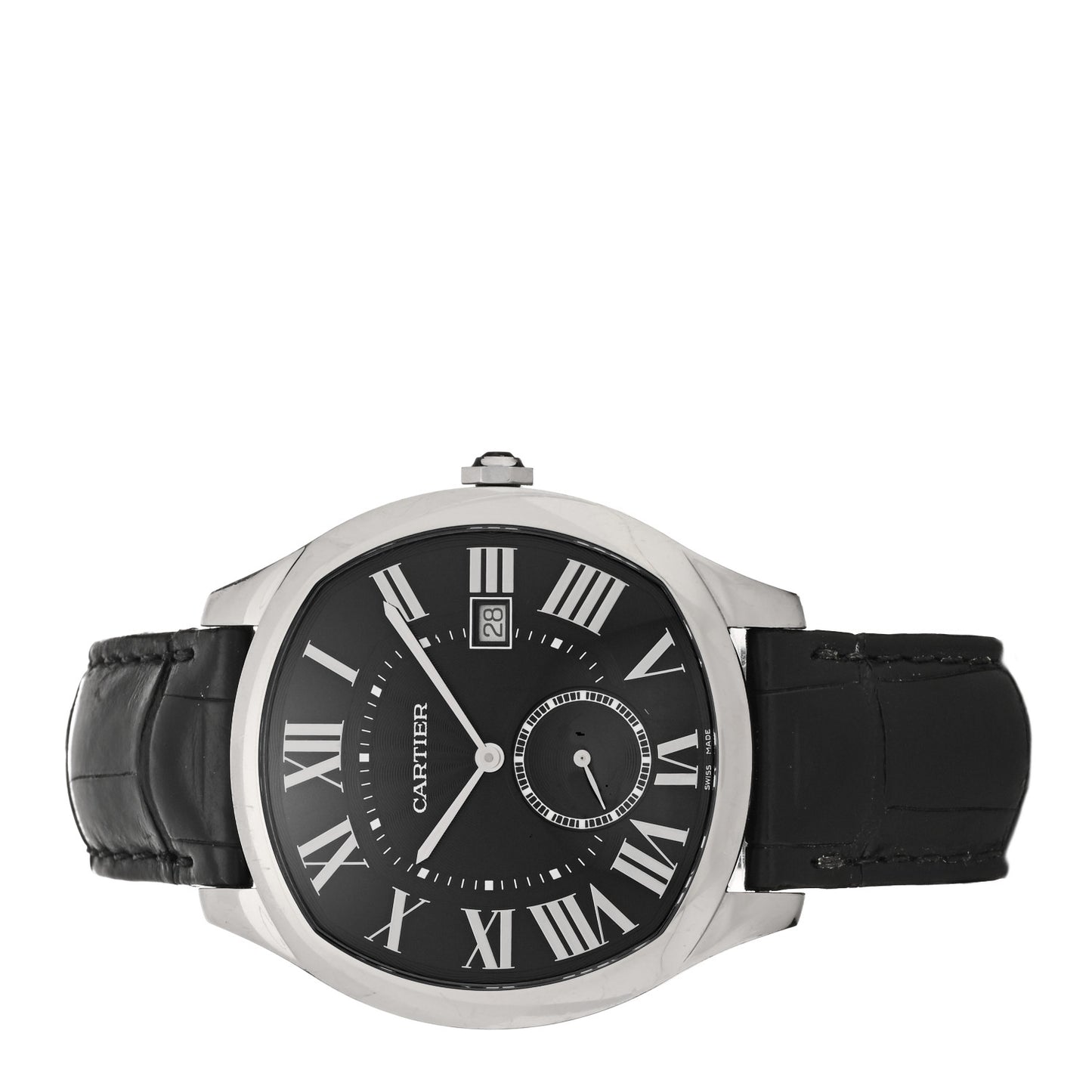 Stainless Steel Alligator 41mm Drive De Cartier Automatic Watch Black