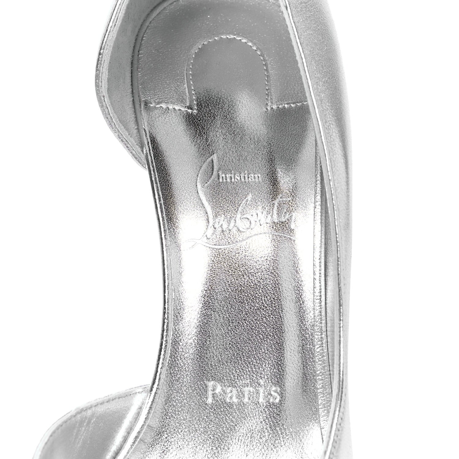 Christian Louboutin Nappa Laminate Iriza 100 Pumps 38 Silver 7 of 7