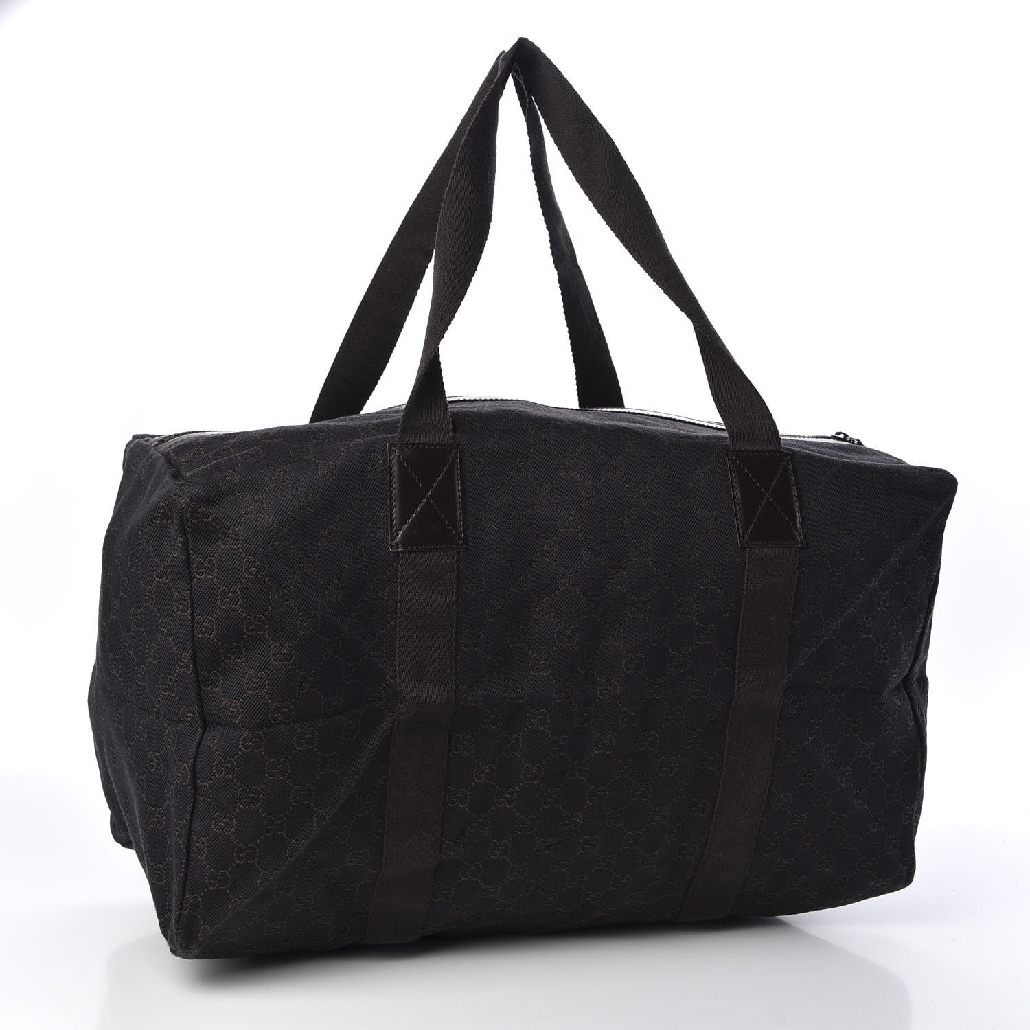 Gucci Denim Monogram Large Collapsible Carry On Duffle Bag Brown 2 of 10