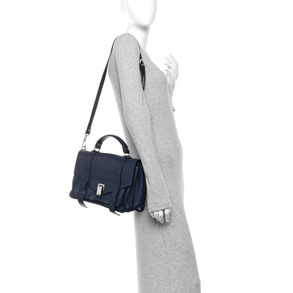 Proenza Schouler Grained Calfskin Medium PS1 Plus Satchel Indigo 2 of 10
