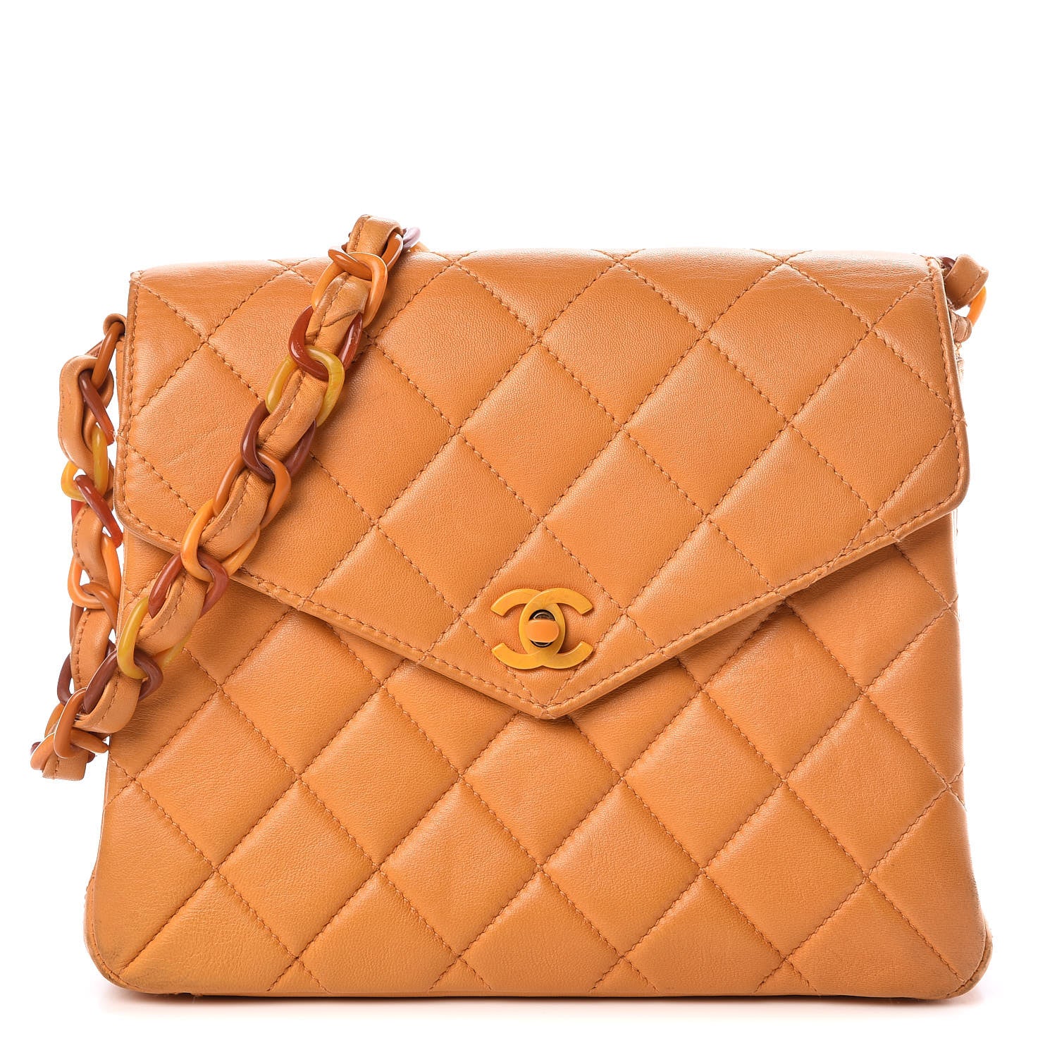 Chanel Lambskin Quilted Medium Bekko Chain Flap Mango 1 of 9