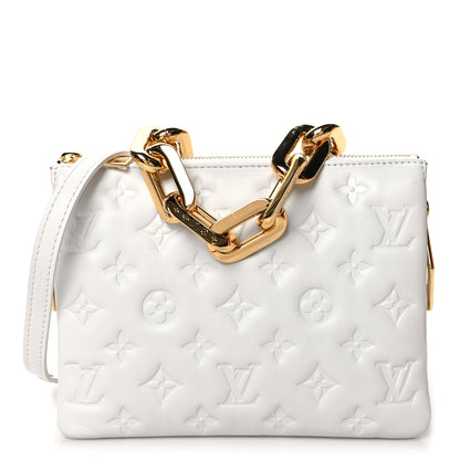 Louis Vuitton Lambskin Embossed Monogram Coussin BB White 1 of 12