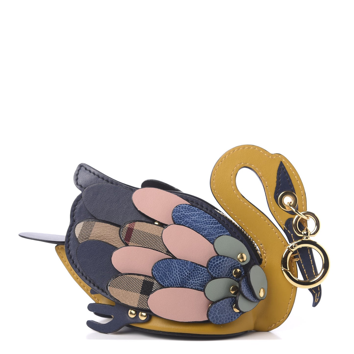 Calfskin Lizard Embossed Swan Coin Case Multicolor