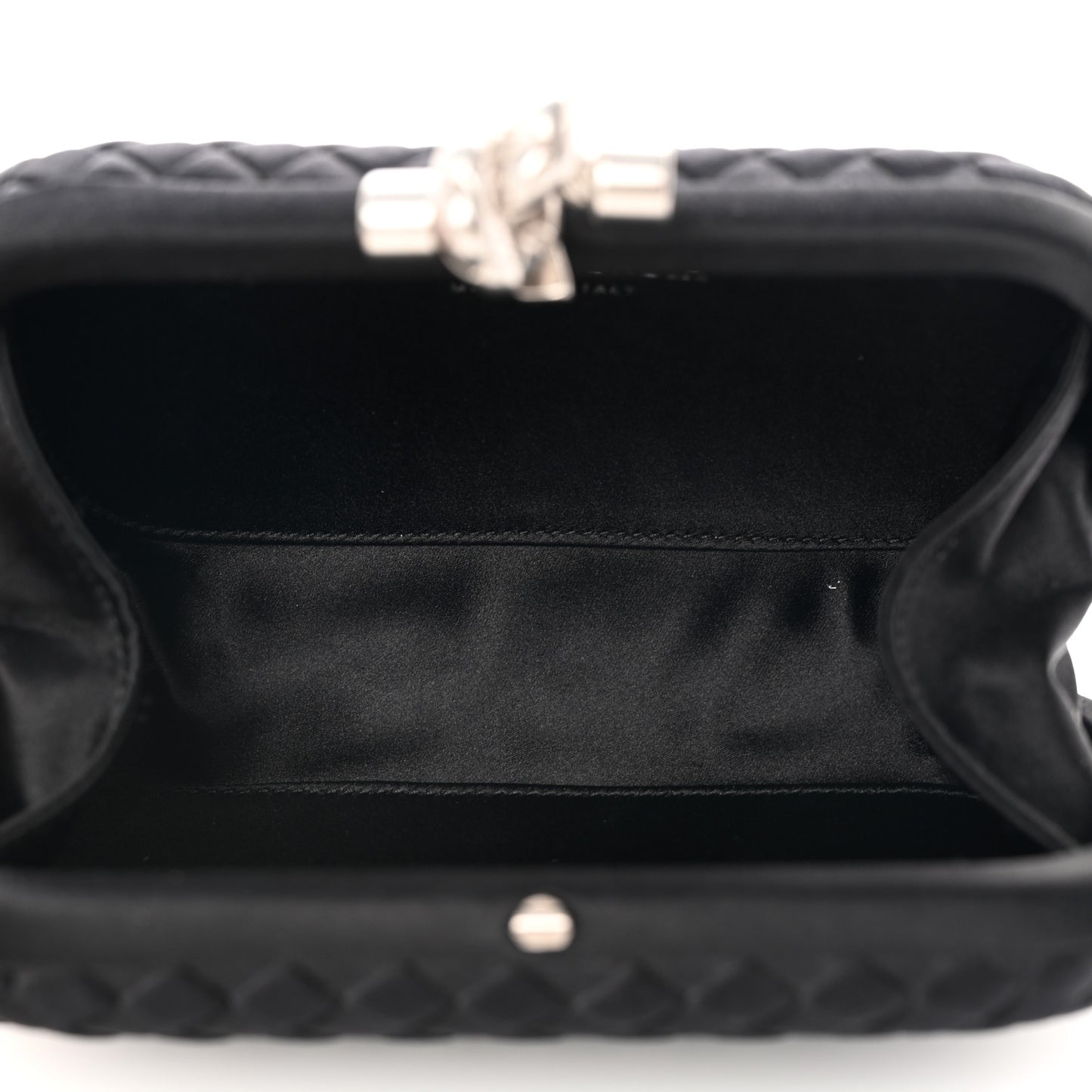 Satin Intreccio Impero Knot Clutch Black