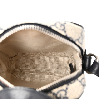 Gucci GG Supreme Monogram Textured Dollar Calfskin Web Mini Ophidia Double Zip Messenger Bag Beige Blue 5 of 10