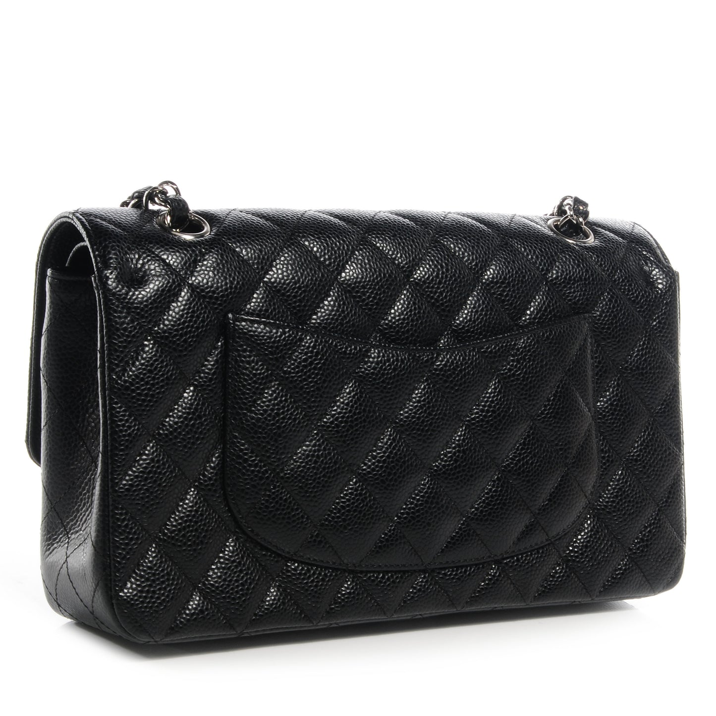 Caviar Quilted Medium Double Flap Black