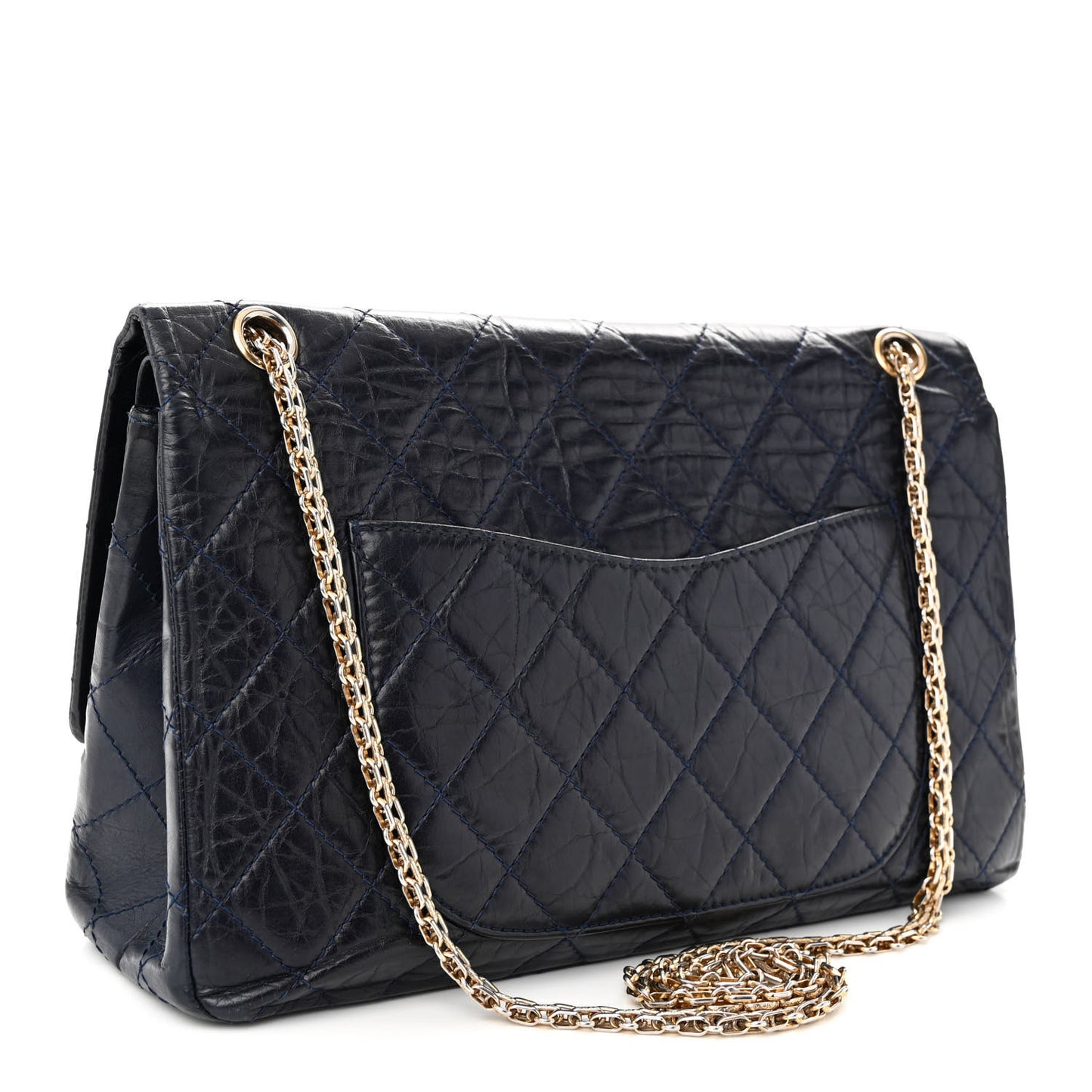 Aged Calfskin Quilted 2.55 Reissue 227 Flap Navy Blue