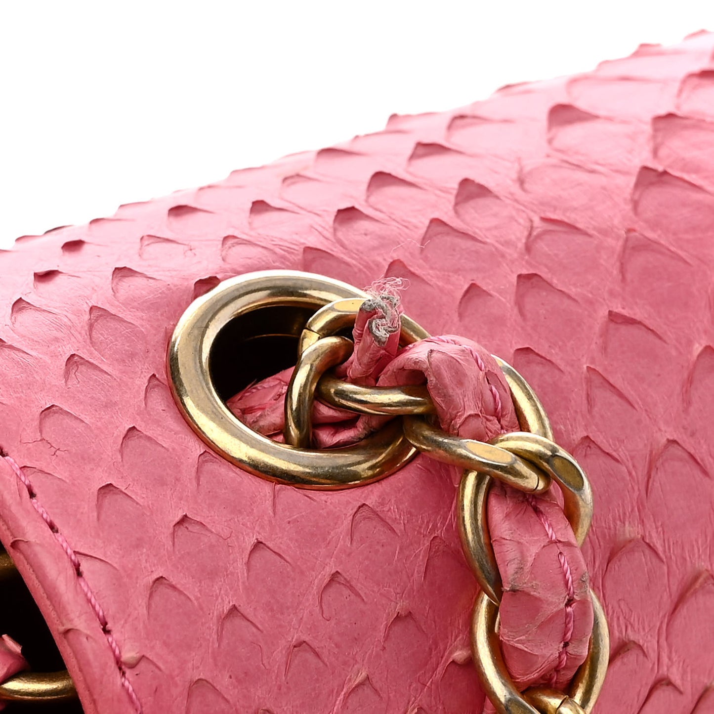 Snakeskin Mini Rectangular Flap Pink