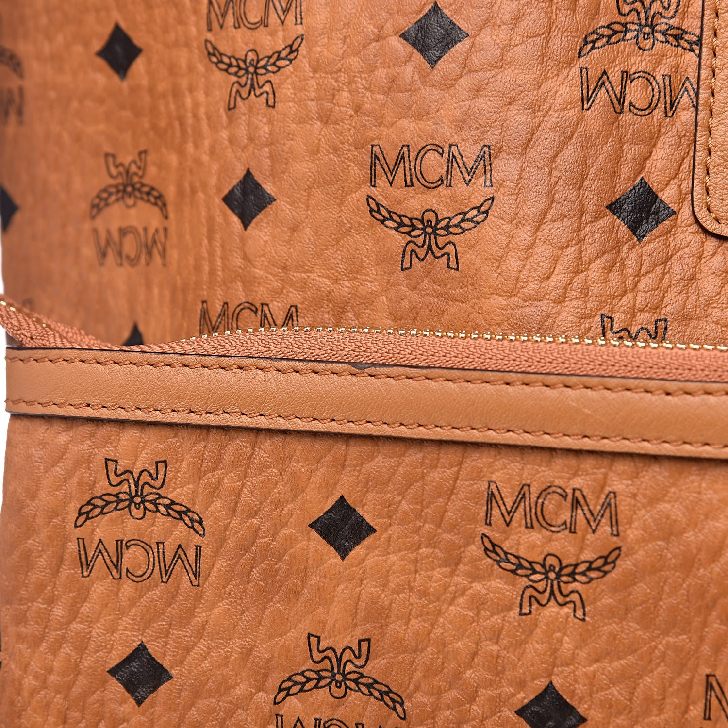 MCM Visetos Large Liz Reversible Shopper Tote Cognac 12 of 16