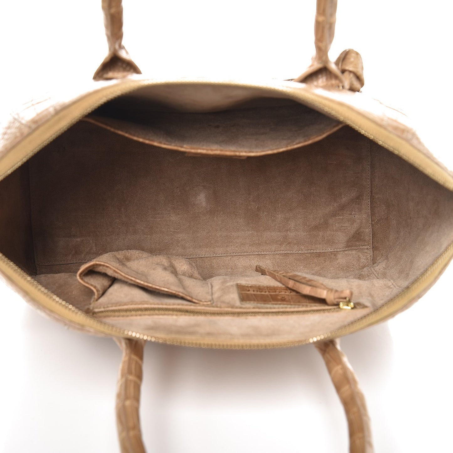 Crocodile Medium Dome Satchel Beige