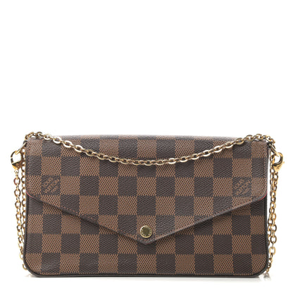 Louis Vuitton Damier Ebene Pochette Felicie Chain Wallet 1 of 12