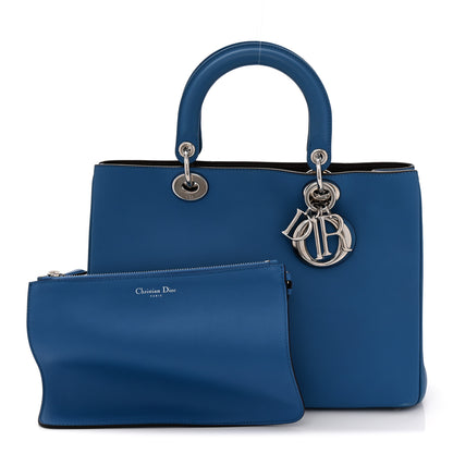 Christian Dior Smooth Calfskin Medium Diorissimo Tote Blue 3 of 13