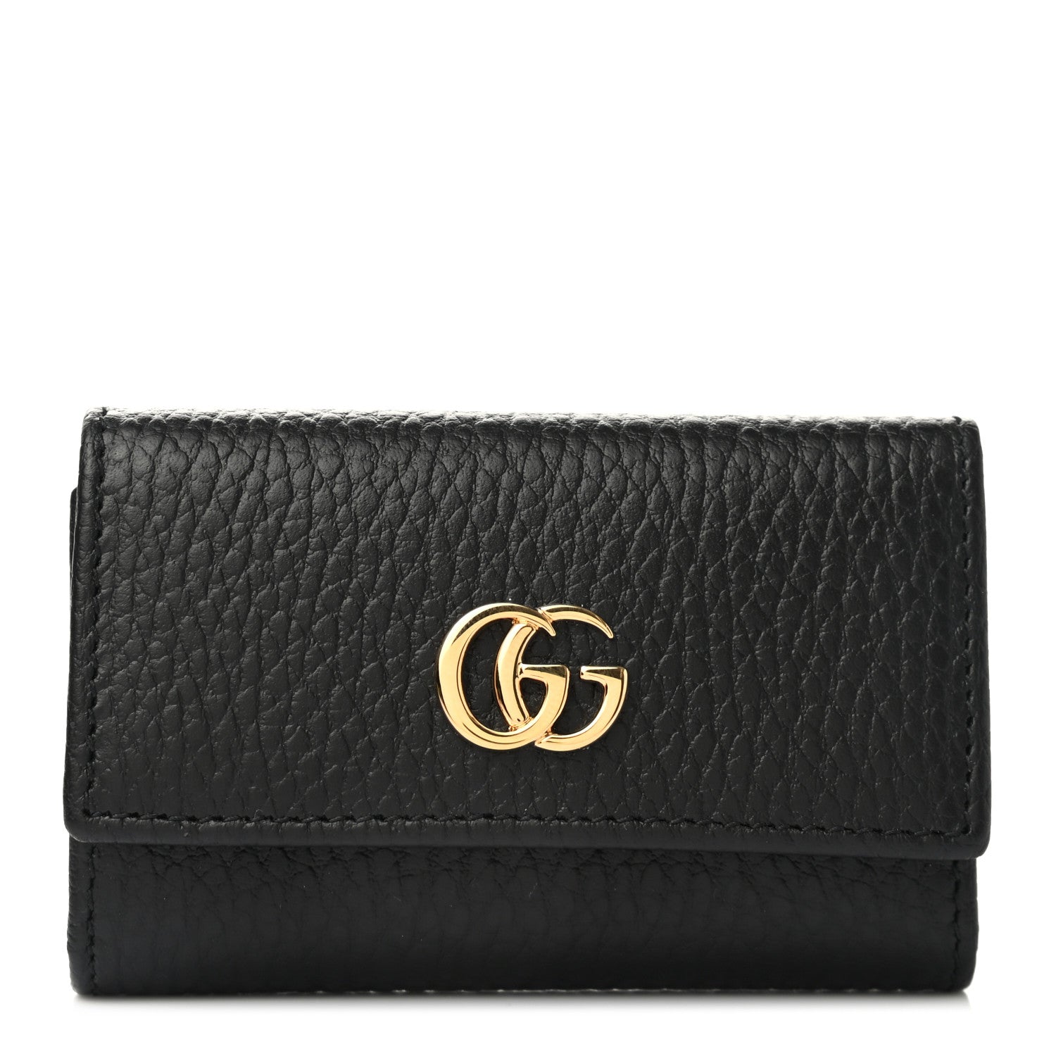 Gucci Pebbled Calfskin GG Marmont 6 Key Holder Black 1 of 9