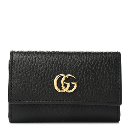 Gucci Pebbled Calfskin GG Marmont 6 Key Holder Black 1 of 9
