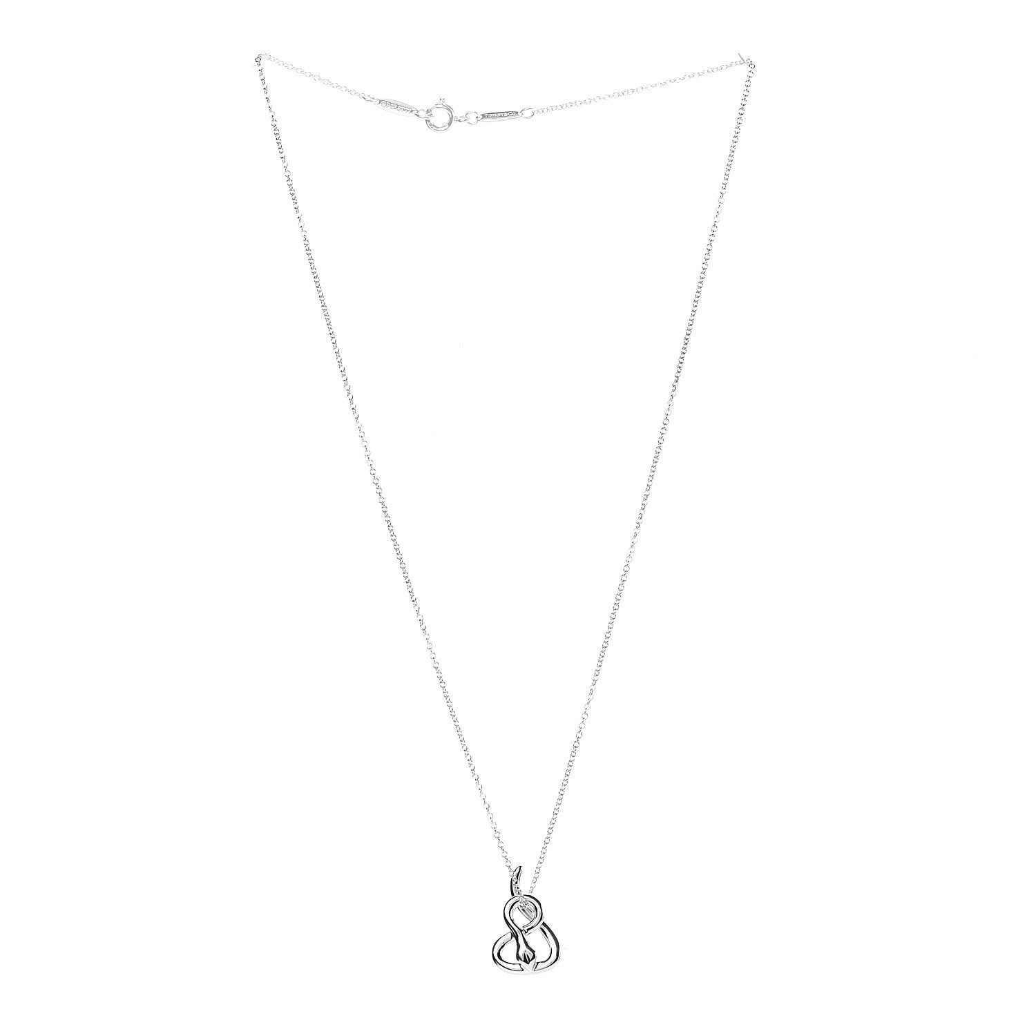 Tiffany Sterling Silver Elsa Peretti Snake Pendant Necklace 3 of 9