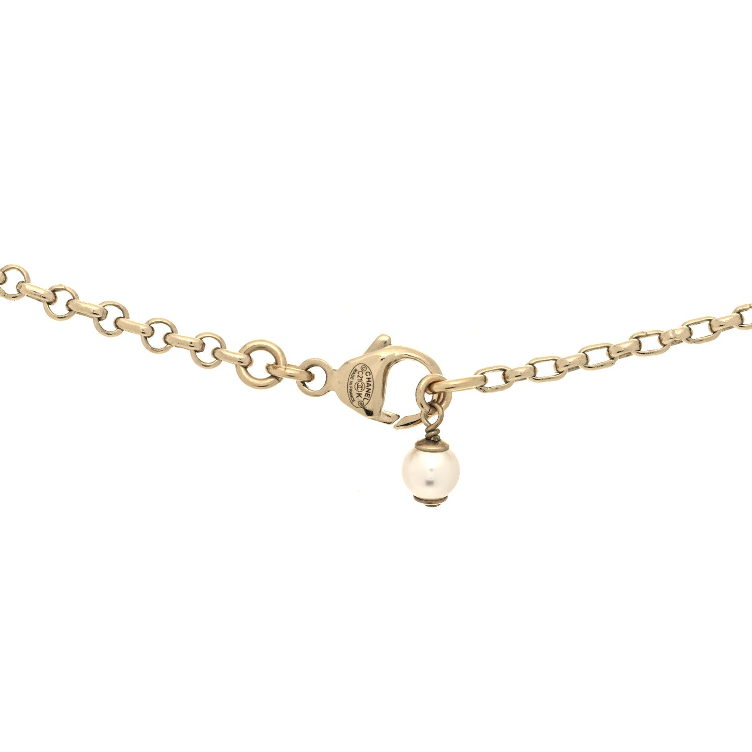 Chanel Pearl Crystal CC Pendant Necklace Gold 4 of 5