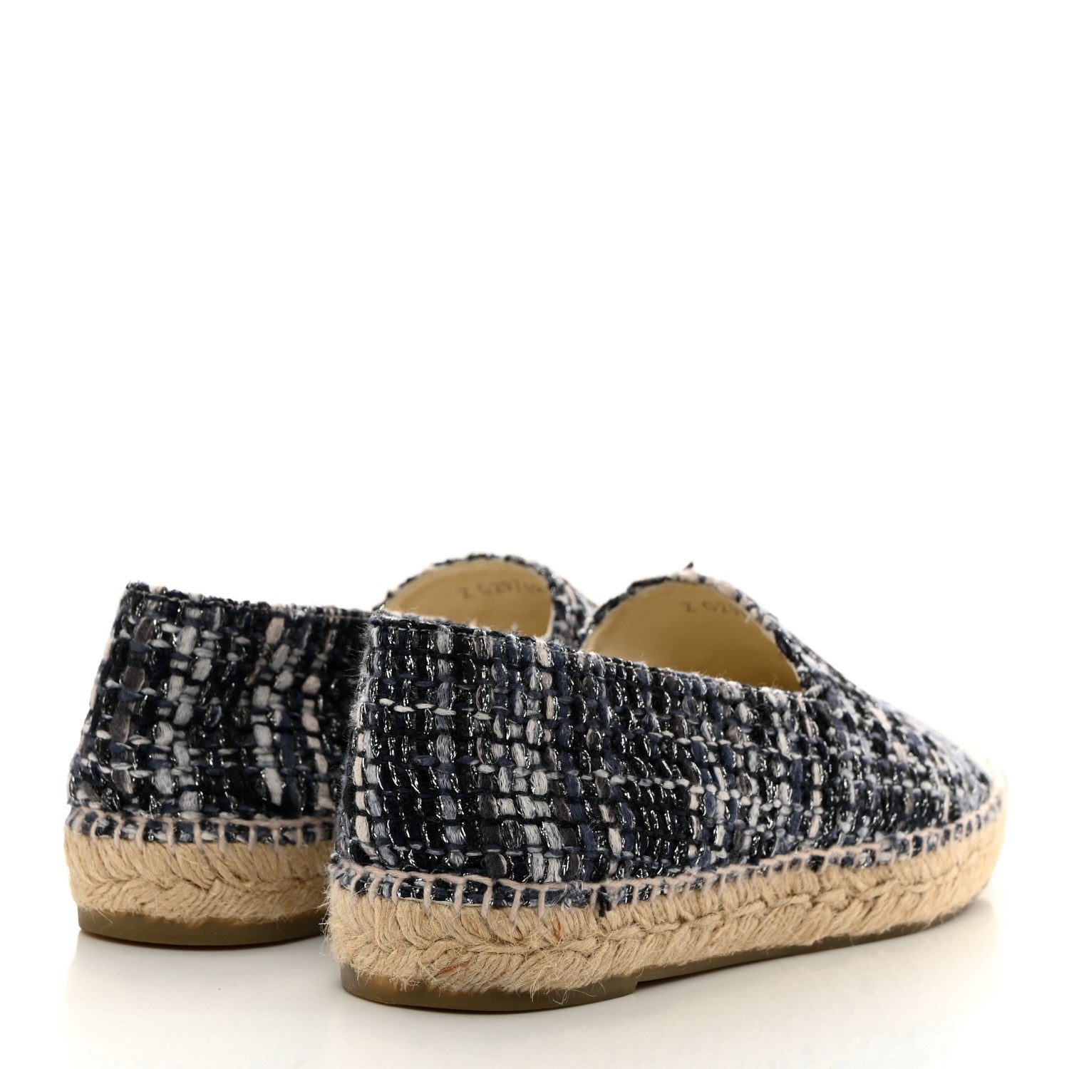 Chanel Metallic Tweed Lambskin CC Espadrilles 39 Blue Black Silver 4 of 8
