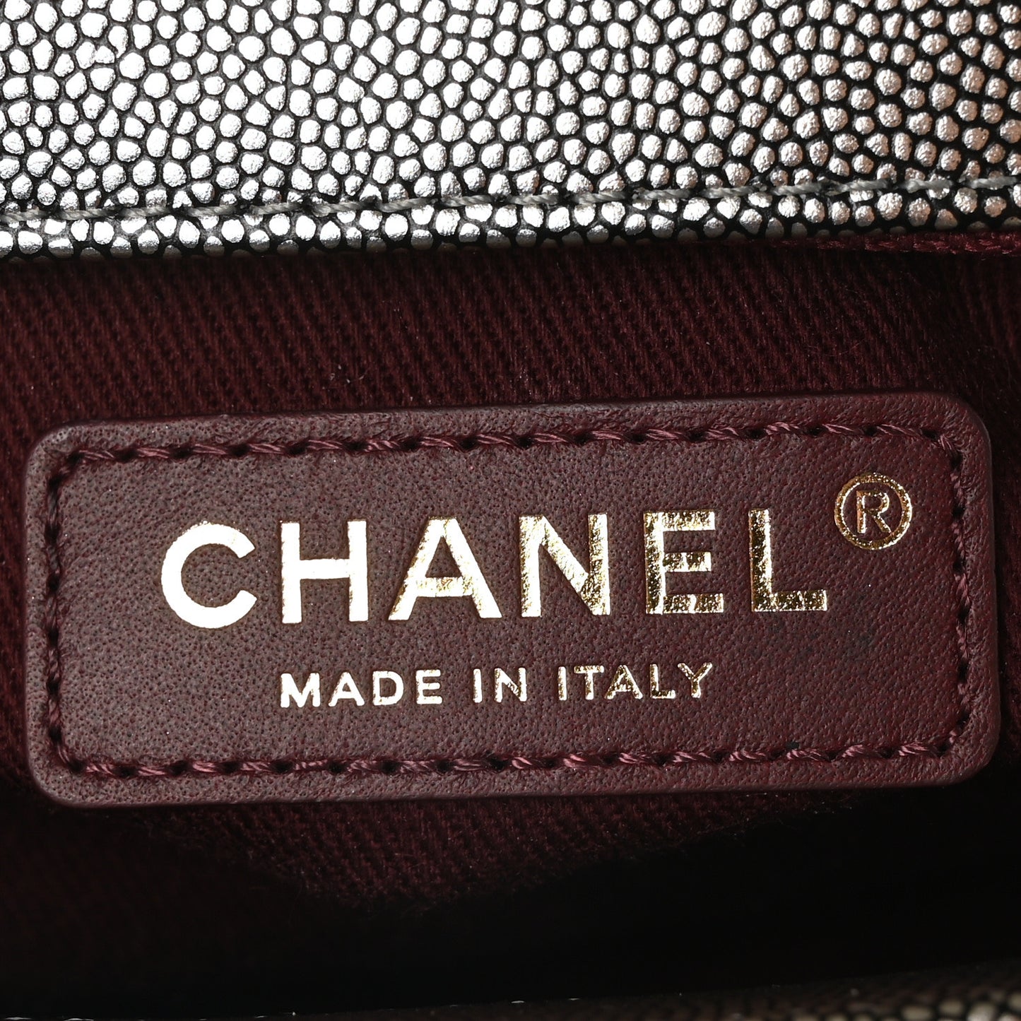 Metallic Caviar Quilted Mini Coco Handle Flap Silver