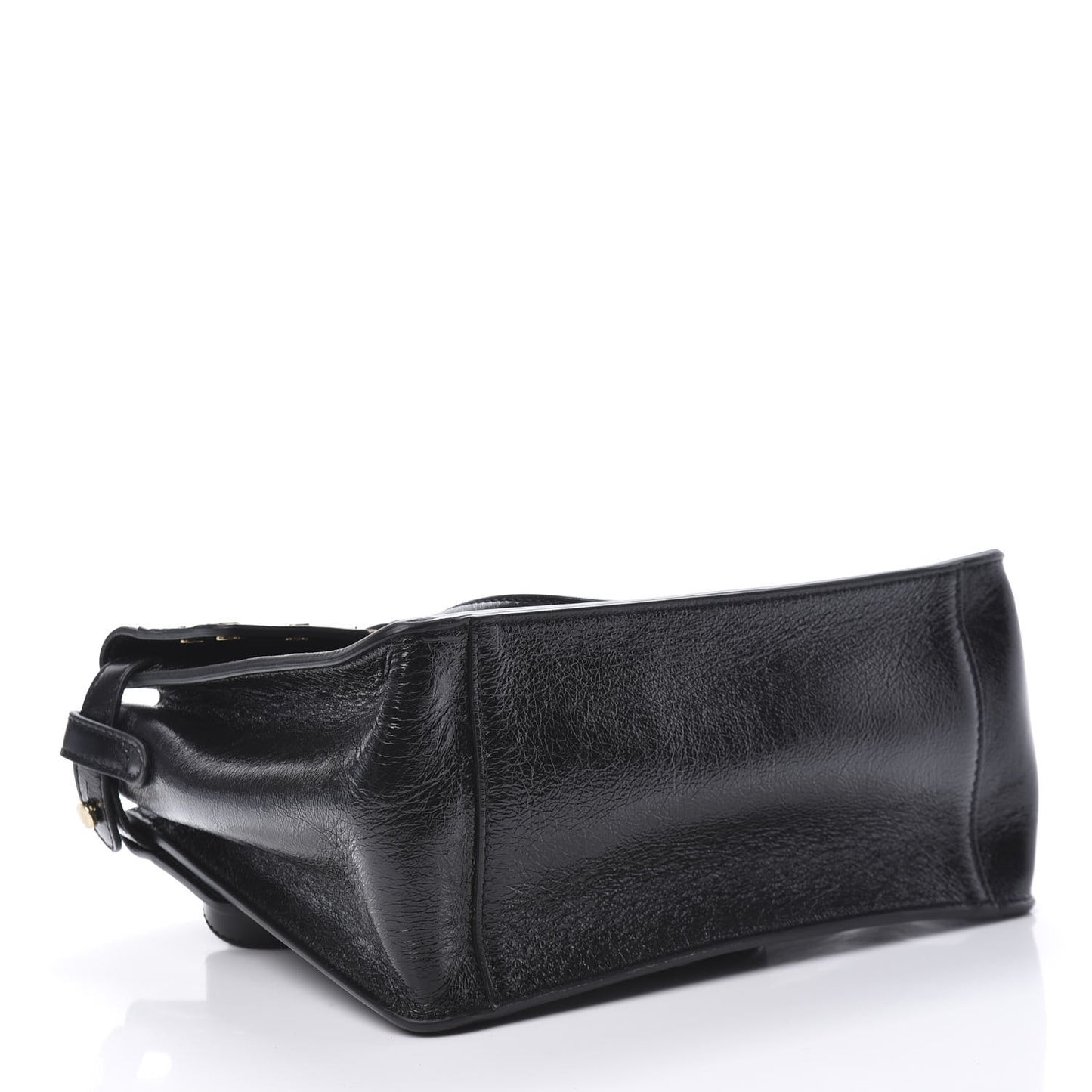 Agnello Old Shine Vitello Go Rain Small Flip Tote Black Marrone