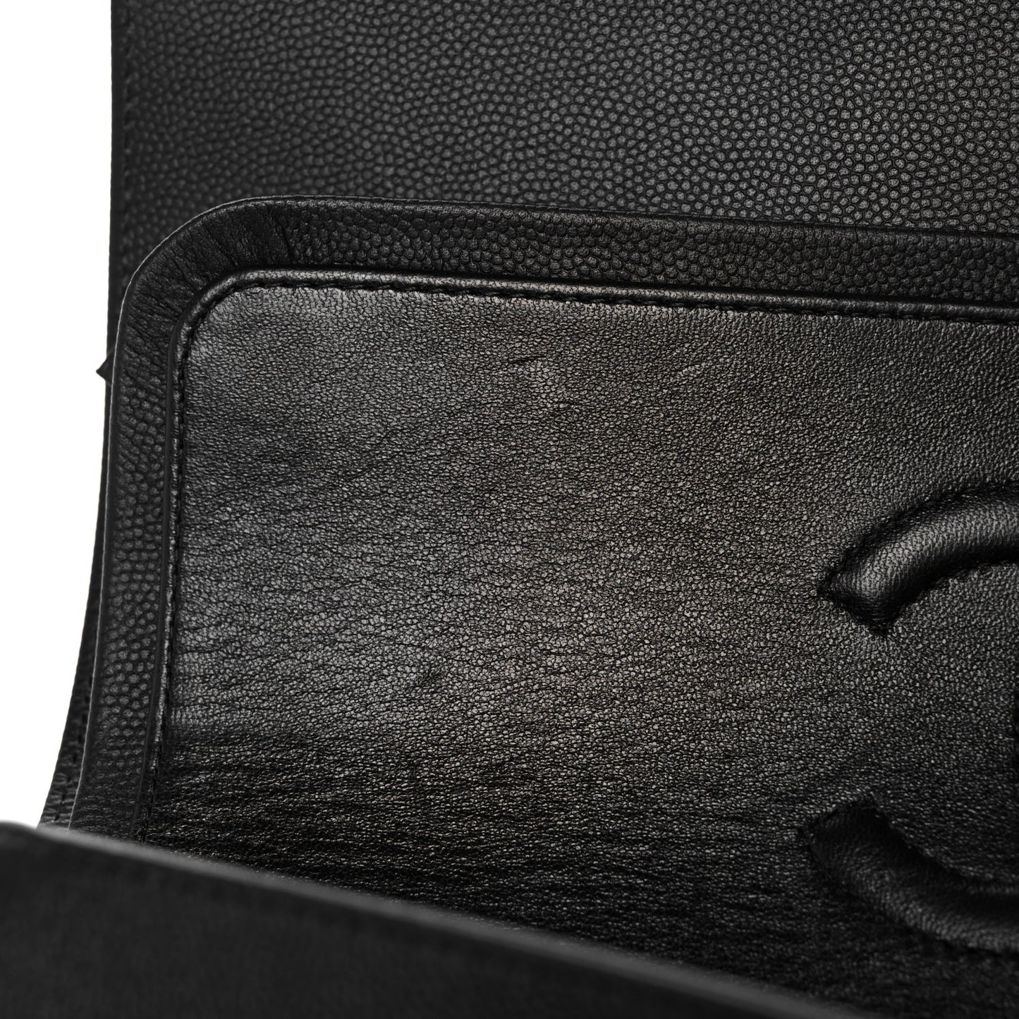 Caviar Chevron Quilted Medium Double Flap Black