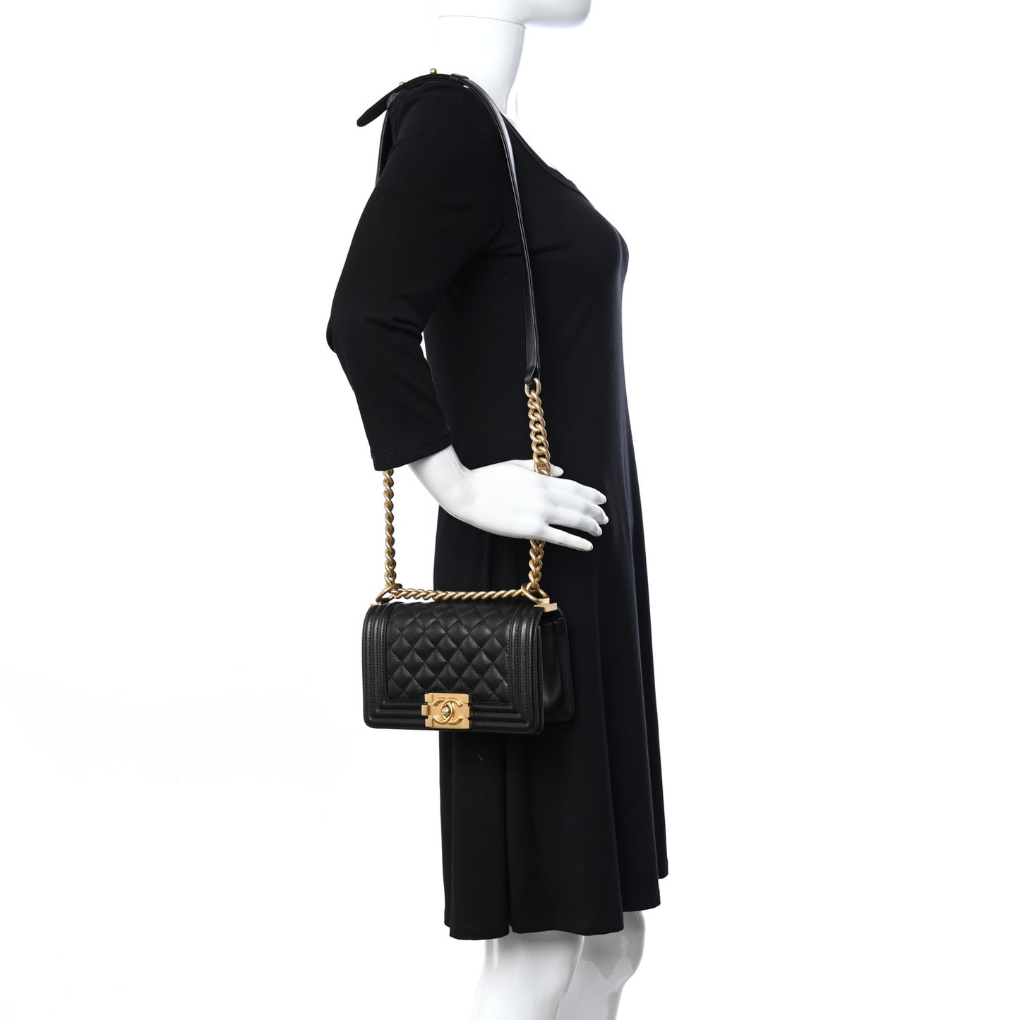 Caviar Quilted Small Boy Flap Black