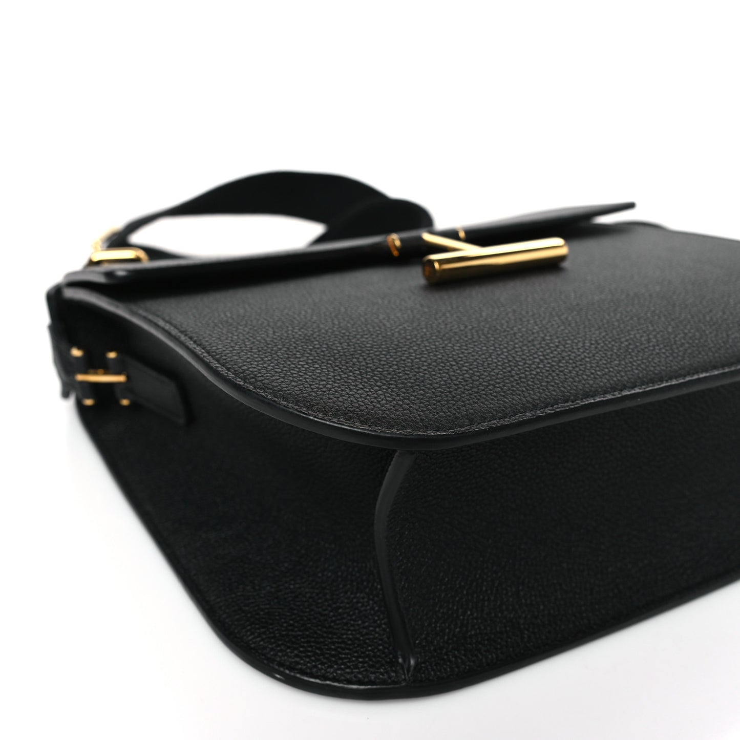 Calfskin Small T Clasp Tara Crossbody Bag Black