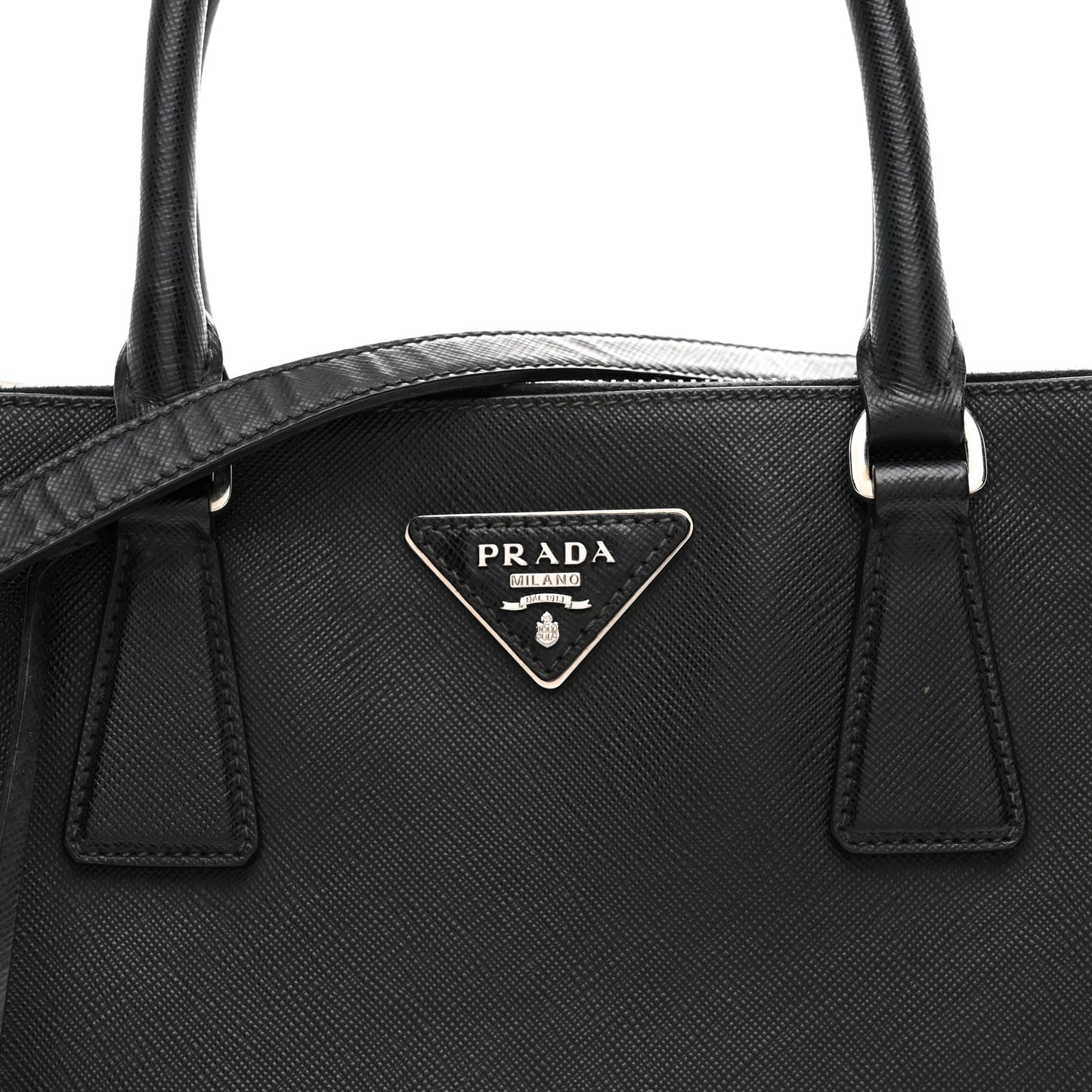 Saffiano Small Galleria Double Zip Tote Black Talco