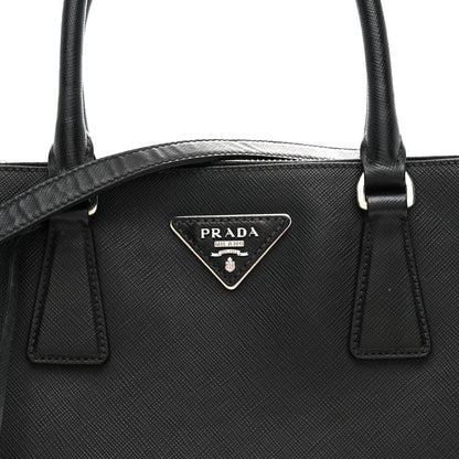 Prada Saffiano Small Galleria Double Zip Tote Black Talco 8 of 10