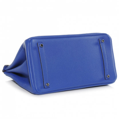 Hermes Togo Bi Color Horseshoe Birkin 35 Bleu Electrique and Iris 4 of 10