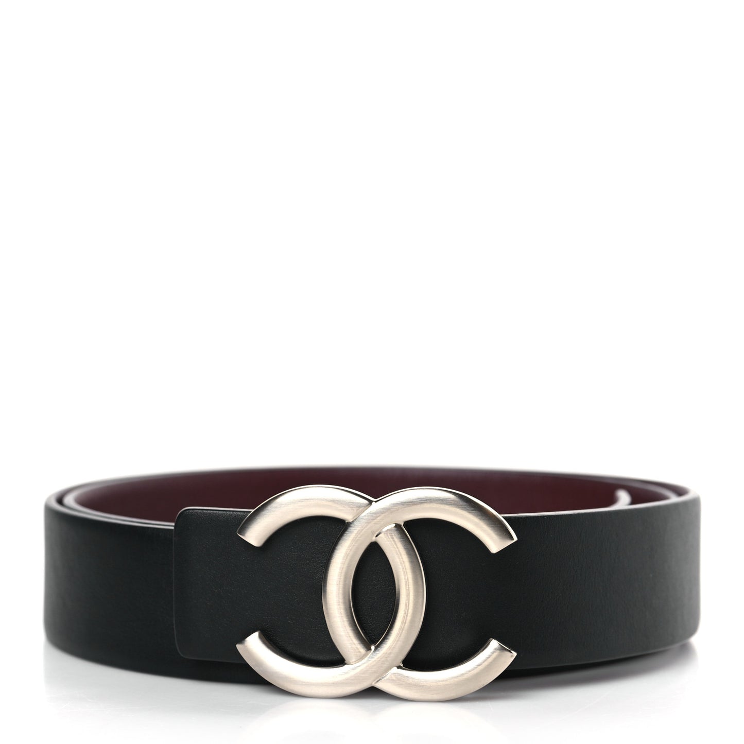 Calfskin CC Reversible Belt 85 34 Black Burgundy