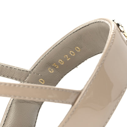 Chanel Lambskin Patent Chain CC Logo Thong Sandals 35.5 Beige 8 of 9