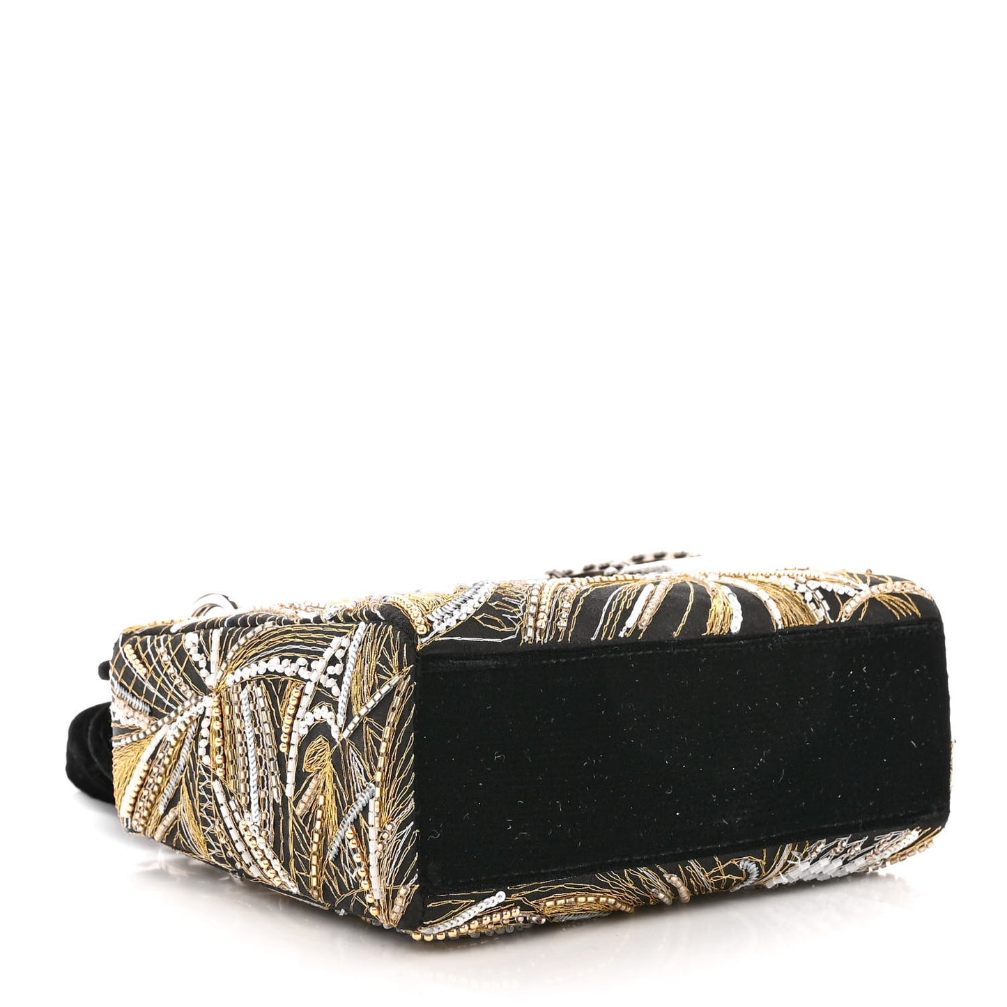 Velvet Embellished Jack Pierson Art Mini Lady Dior Gold Black Multicolor