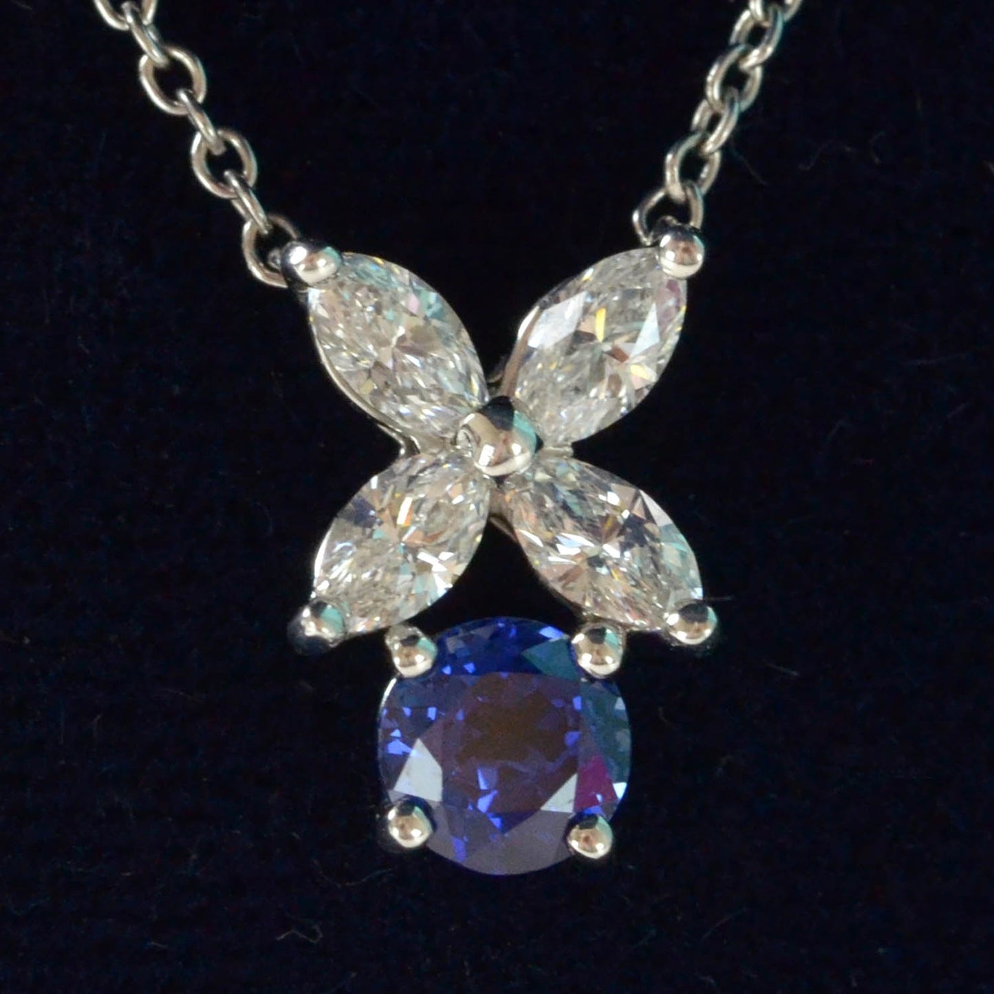 Victoria Platinum Diamond Sapphire Pendant Necklace