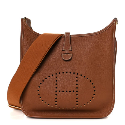 Hermes Taurillon Clemence Evelyne III PM Gold 1 of 12