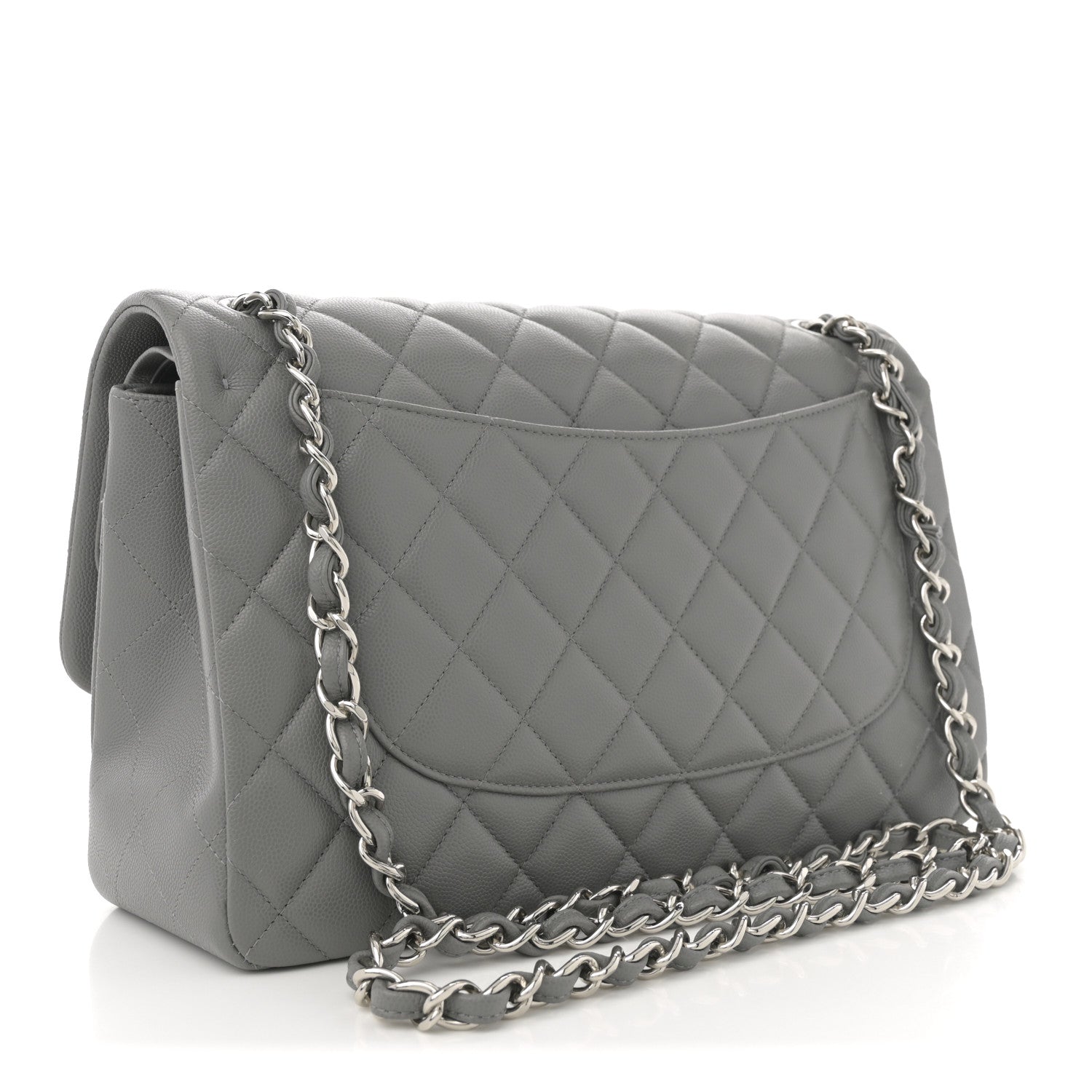 Chanel Caviar Quilted Jumbo Double Flap Grey 3 of 12