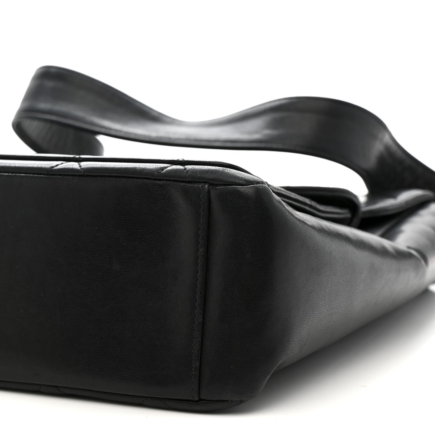 Lambskin Quilted Double Pocket Shoulder Bag Black