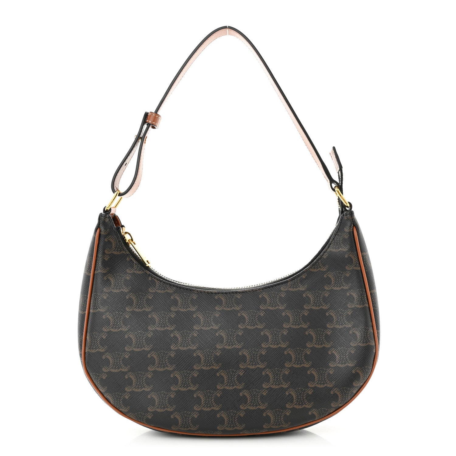 Celine Triomphe Canvas Calfskin Ava Shoulder Bag Tan 1 of 12