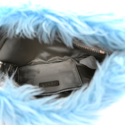Prada Eco Pelliccia Faux Fur Wristlet Clutch Azzurro 5 of 8