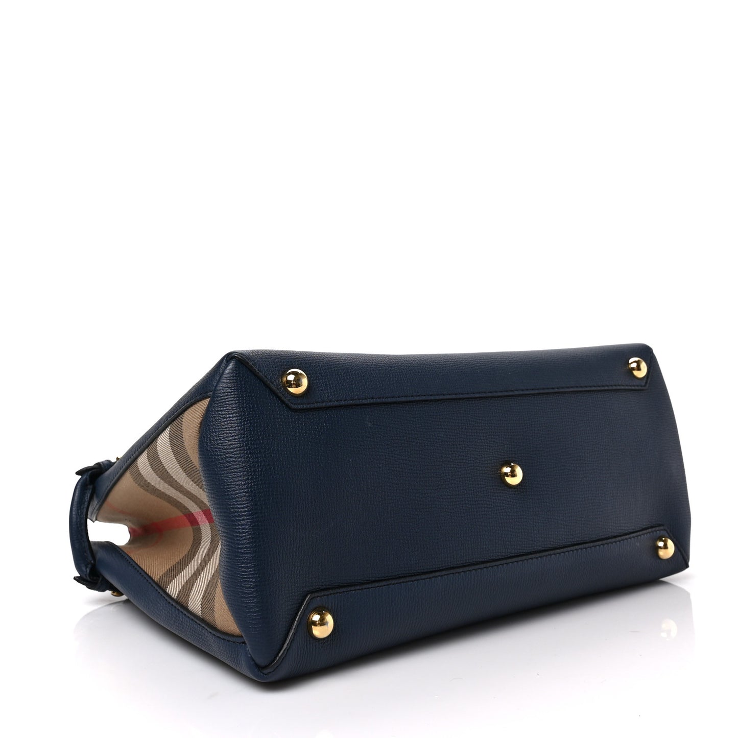 Derby Calfskin House Check Medium Banner Tote Ink Blue
