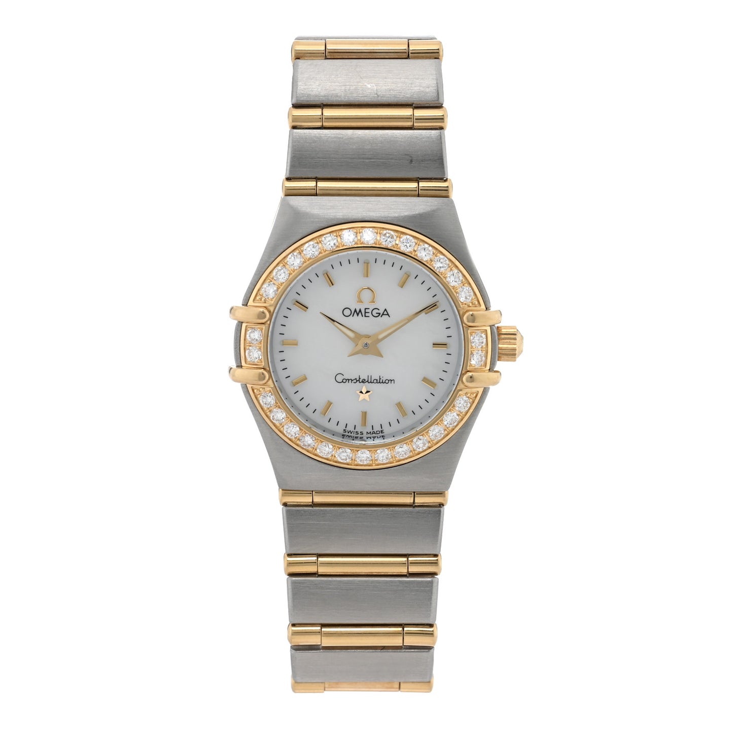 Stainless Steel 18K Yellow Gold Diamond Bezel Mother of Pearl 22mm Constellation Quartz Watch 1267.70.00