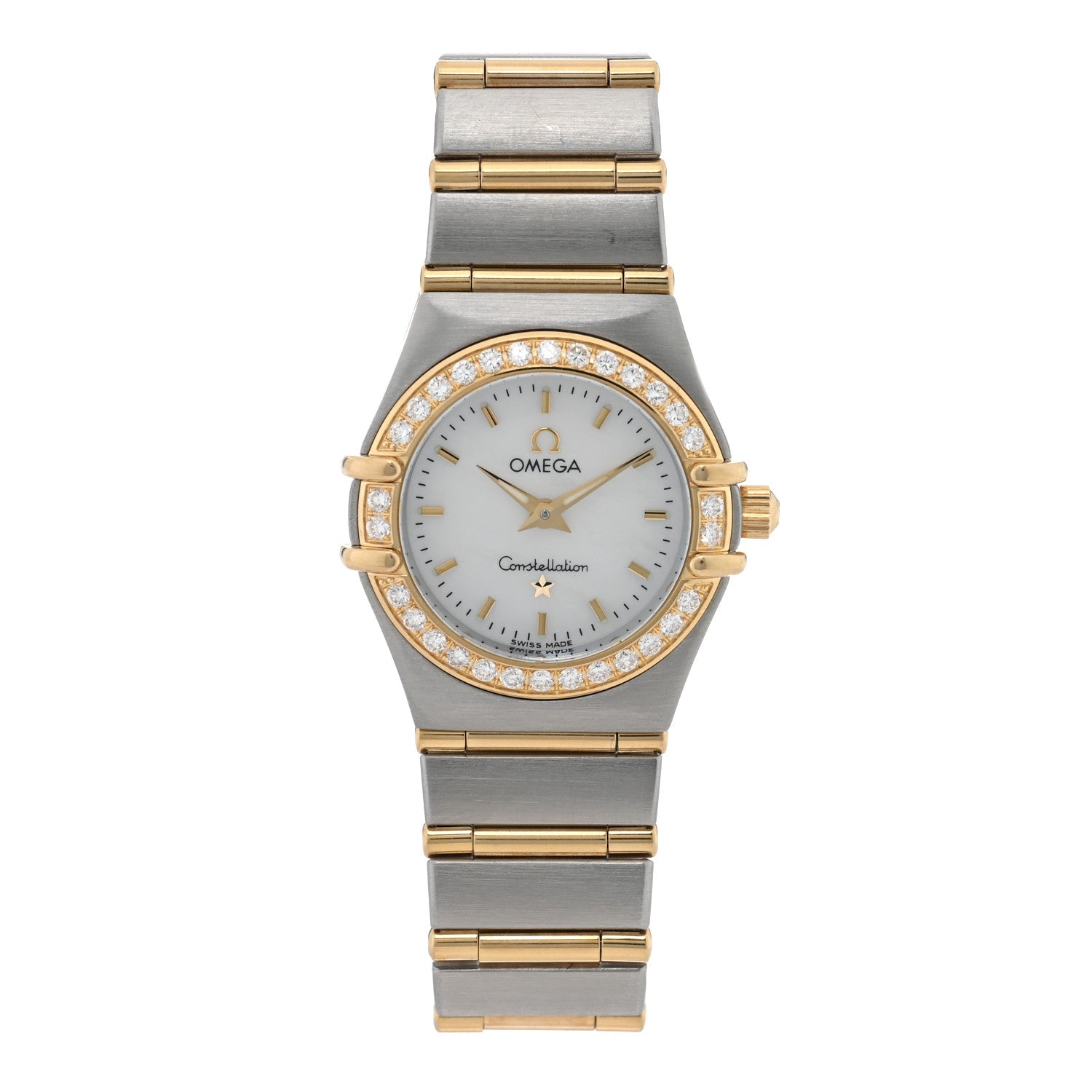 Omega Stainless Steel 18K Yellow Gold Diamond Bezel Mother of Pearl 22mm Constellation Quartz Watch 1267.70.00 1 of 4