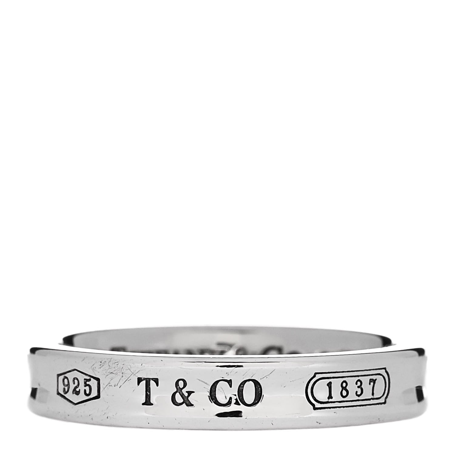 Tiffany Sterling Silver Narrow 1837 Band Ring 58 8.5 1 of 4
