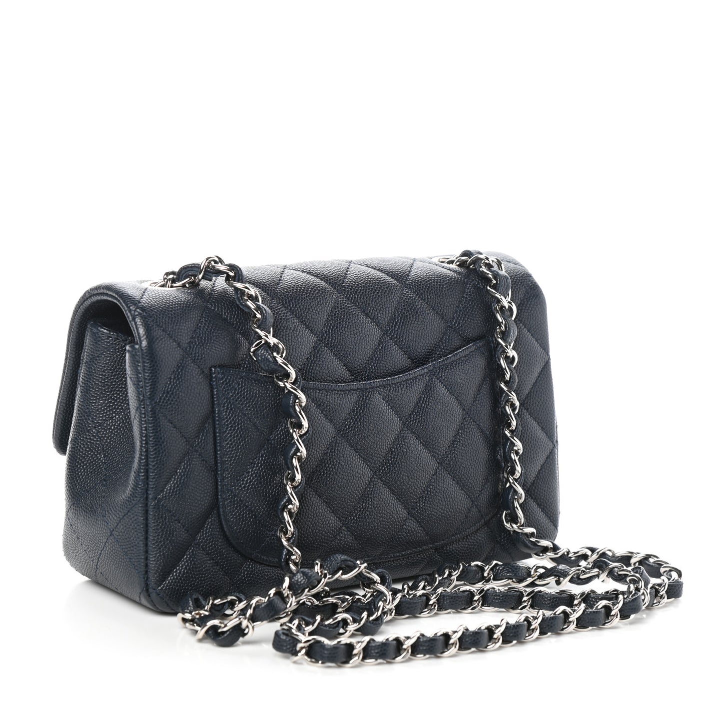 Caviar Quilted Mini Rectangular Flap Navy